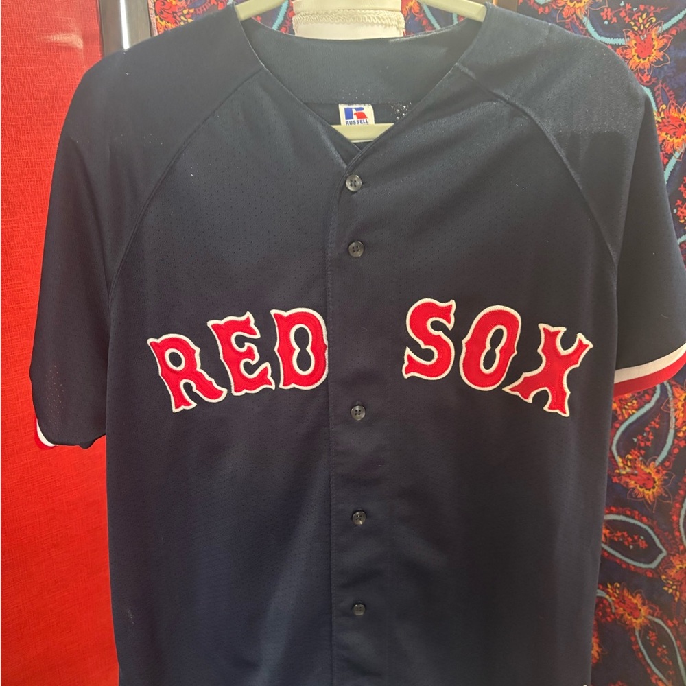 Russell Athletic Navy Red Sox Button-Front Jersey - Picture 2 of 4